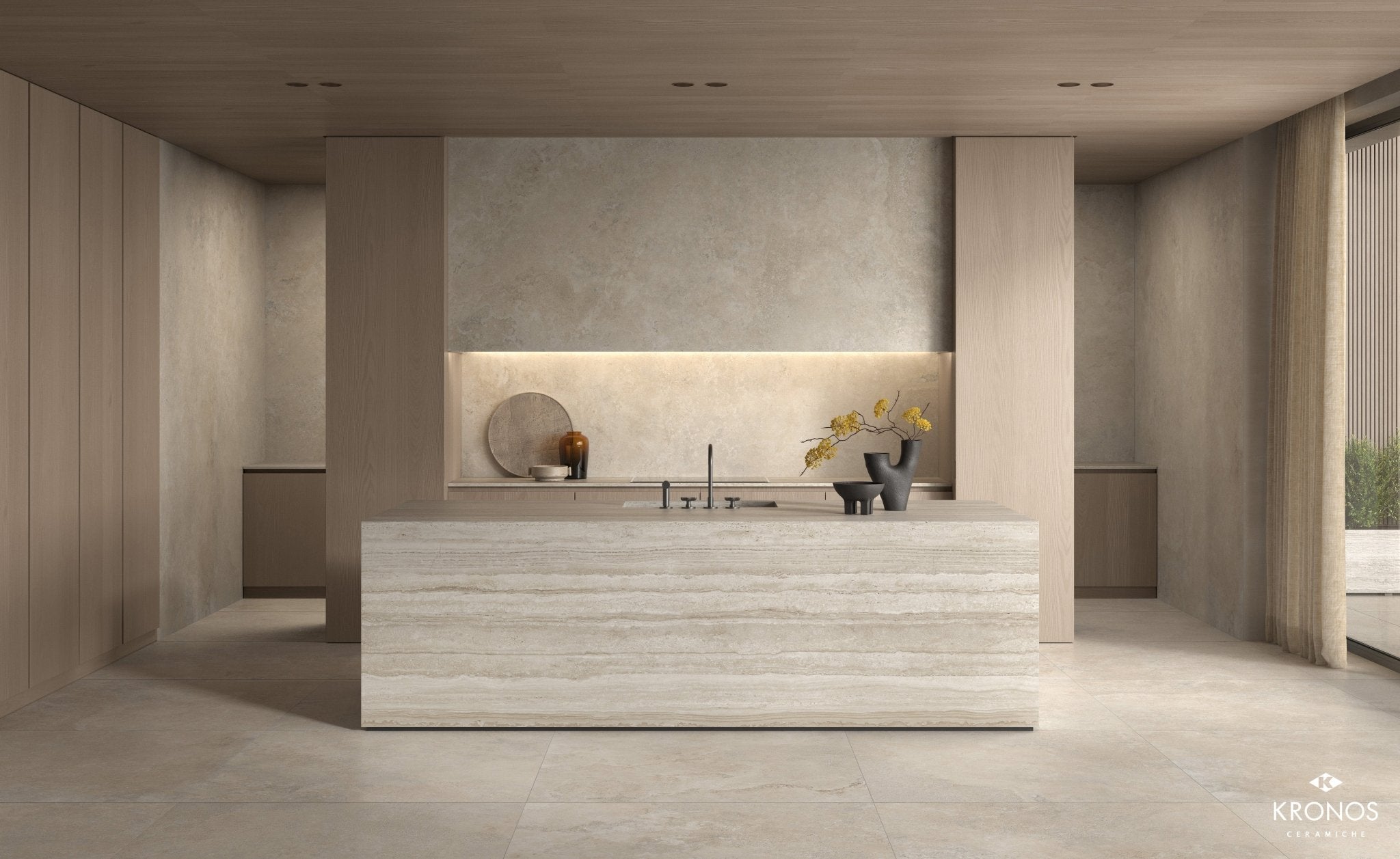 Piedra Tecnol gica Efecto Travertino Beige Nativa Piedra Tecnol gica Efecto Travertino Beige Nativa